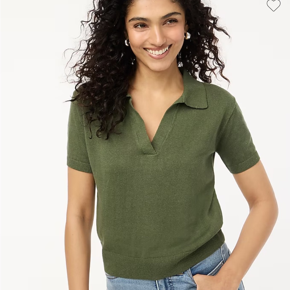 NWT J•Crew Linen-blend short-sleeve polo sweater